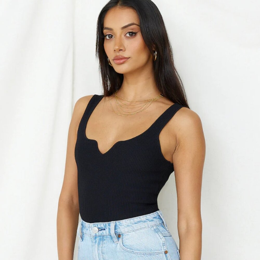 NWT Fortunate One - Diamond Sky Bodysuit Black SIZE XS